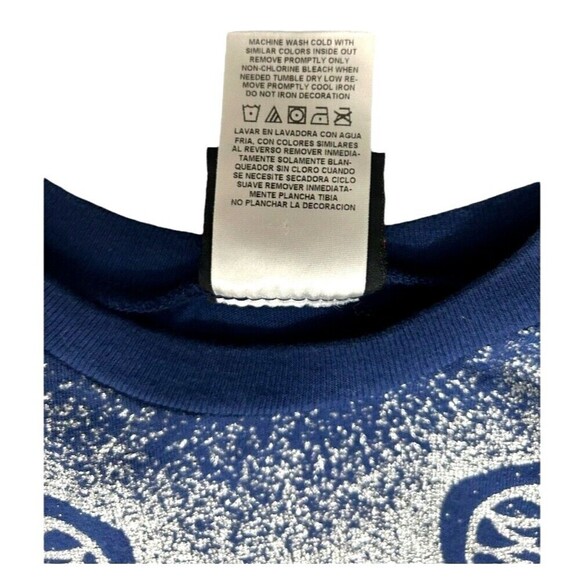 Supergirl S Navy Graphic Tee 100% Cotton Burnout Glitter Y2K DC Comics Hero - Picture 8 of 9